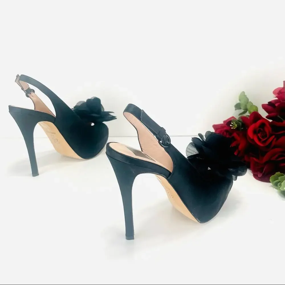 Dolce Vita Amore Platform Stiletto Heels Size 7.5 Black Slingback Open/Peep Toe